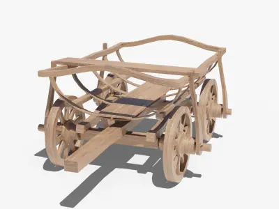 Ukrainian Wooden Cart Low-poly 3D model