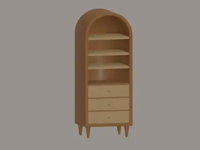 Round Bookshelf Low-poly 3D model