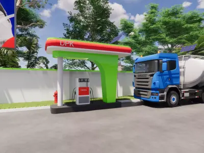 PETROL STATION Low-poly 3D model