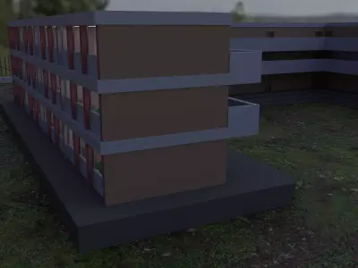 school building Low-poly 3D model