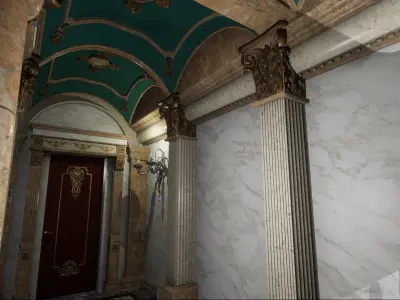 Luxury Classic Hall Unreal 5 project Low-poly 3D model