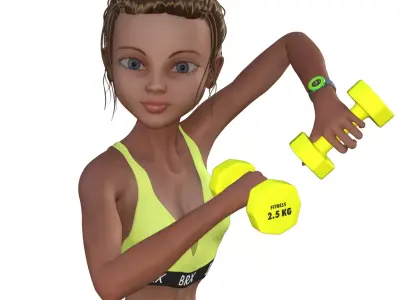 Fitness Sporty Girl Rigged 3D model