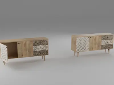 wooden cabinet unit Low-poly 3D model