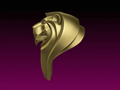 Lion Head Stylized 3D print model
