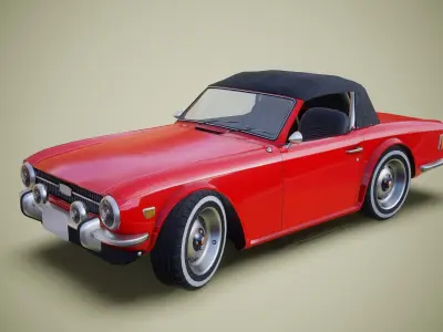 Gameready british retro sports car Low-poly 3D model