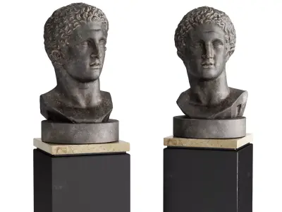 Herakles bust sculpture Low-poly 3D model