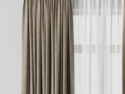 curtain with rod 01 Low-poly 3D model