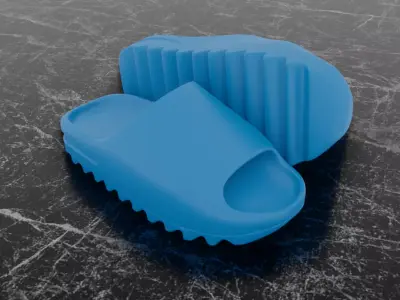 ADIDAS YEEZY SLIPPER - BLUE Low-poly 3D model