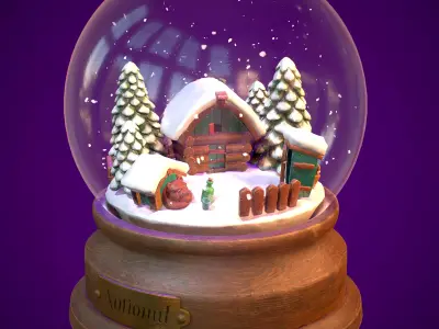  Snowglobe Christmas Low-poly 3D model