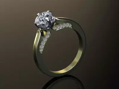 Engagement diamond ring  round cut gem Free 3D print model