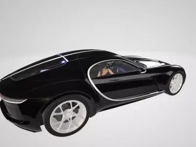 Bugatti and the girl Low-poly 3D model