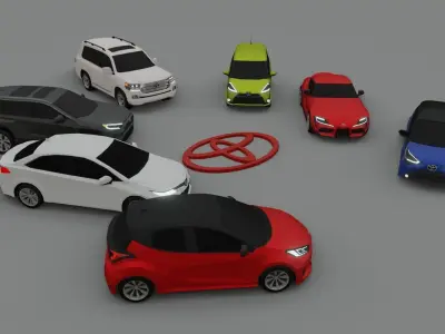 Toyota pack low poly 3D models Low-poly 3D model