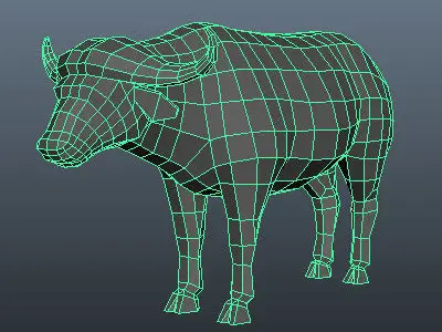 Low Poly Buffalo bull Low-poly 3D model