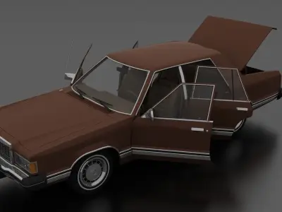 Granada 4dr sedan 1981 Low-poly 3D model