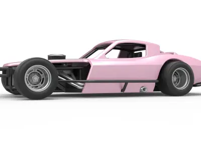 Vintage Asphalt Modified stock car V3 Scale 1 to 25 3D print model