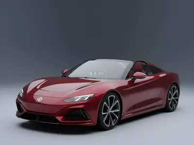 Elegant Red Sports Convertible Low-poly 3D model