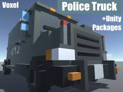 Police Truck Voxel Low-poly 3D model