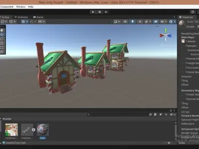 Christmas House Set Low-poly 3D model