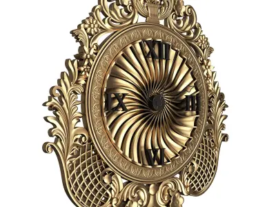 Classic Wall Clock 03 Gold Low-poly 3D model