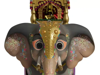 Cartoon DASARA Elephant - MAYA Rigged and Blender Rigged Low-poly 3D model