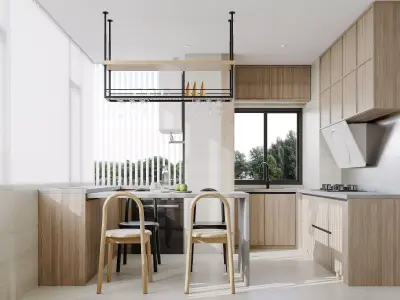 Modern living room dining room interior scenes 412 3D model