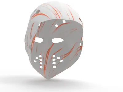Low-poly white hockey goalie mask Low-poly 3D model