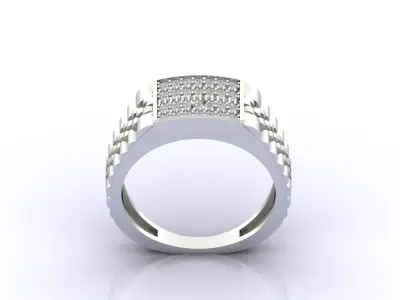 Print Ready STL 3DM  Gents Rings Diamond Men Ring  3D print model 6