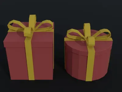 Cartoon Gift Boxes presents Polygonal Style Low-poly 3D model