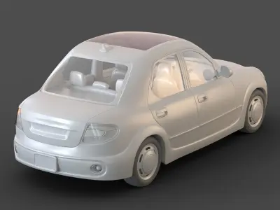 Cartoon Sedan Car 3D model