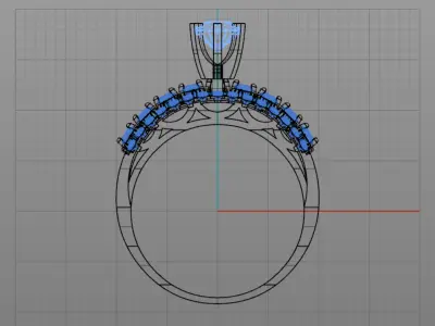 Halo Engagement  jewelry Ring with Cathedral Setting 3D print model