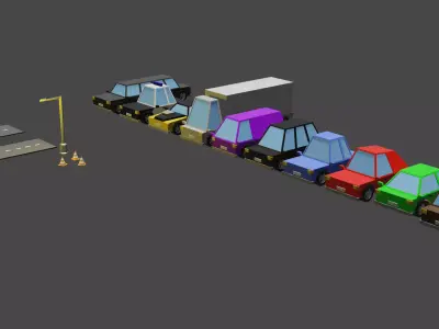 Low Poly Cars Asset Pack for your 3D scenes or games 3D model
