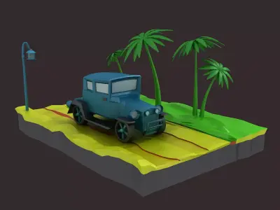 Vintage Classic car   cartoon SUV clunker machine truck  3D model