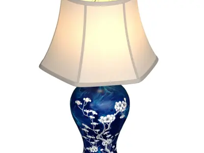 High Table Lamp FLORY Blue Ginger Jar Oriental Ceramic Lotos 3D model