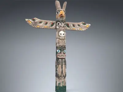 Totem Pole PBR Low-poly 3D model