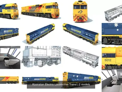  Australian Electric Locomotive Trains 3D Model Collection