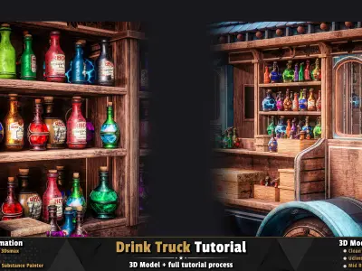 Drink Truck  3D Model Low-poly 3D model