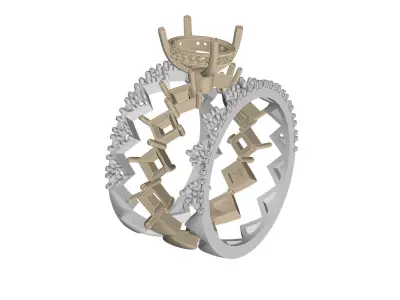 Luxury Oval Diamond Ring   3D Printable   3D print model
