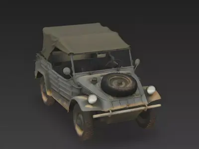WWII German Light Utility Car -Kubelwagen- 3D Model Low-poly 3D model