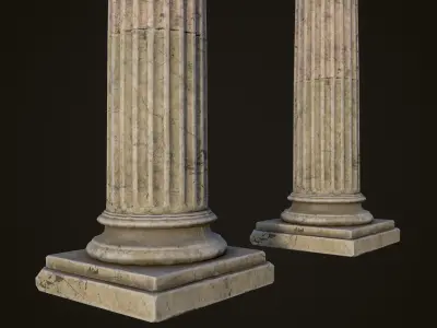 Roman Columns and bricks Low-poly 3D model