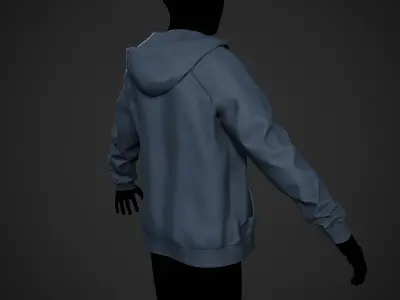 Blue Open Hoodie Style 1 Low-poly 3D model