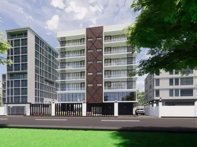 TWO BEDROOM BUILDING FLOOR PLAN 3D model