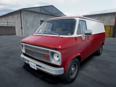80s Industrial Van unity asset Low-poly 3D model