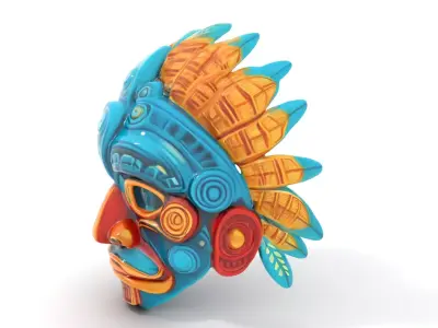 Aztec Warrior Mask D Model Pack Low-poly 3D model