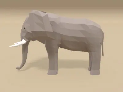 Low Poly Cartoon African Elephant Low-poly 3D model