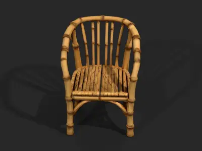 Stylized bamboo chair armchair Low-poly 3D model