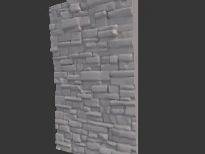 Cracked Dry Stone Wall Detail 3D model