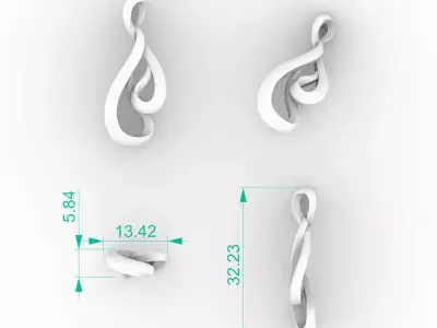 Luxury Double Flame Pendant 3D print model