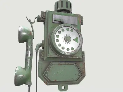 Old Green Phone Low-poly 3D model