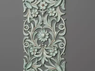 Panel-06 ornate wall plaque with flowers 3D print model