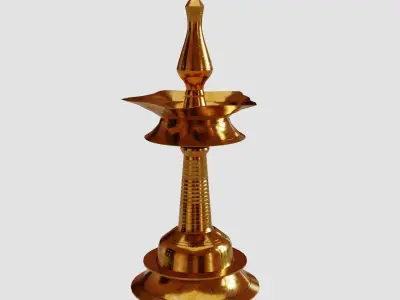 Traditional lamp of Kerala called Nilavilakk Or Floor lamp 3D model